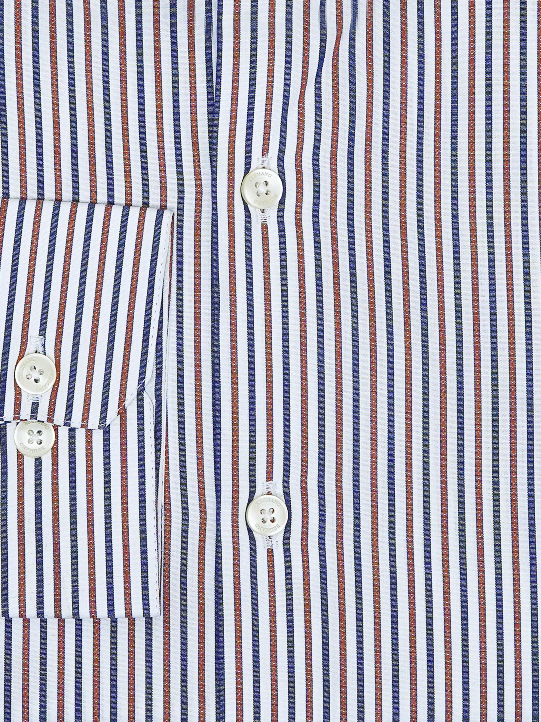 Navy Blue & Brown Striped Formal Shirt