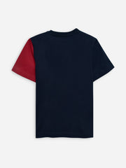 Navy Blue & Red Three Tone Casual T-Shirt