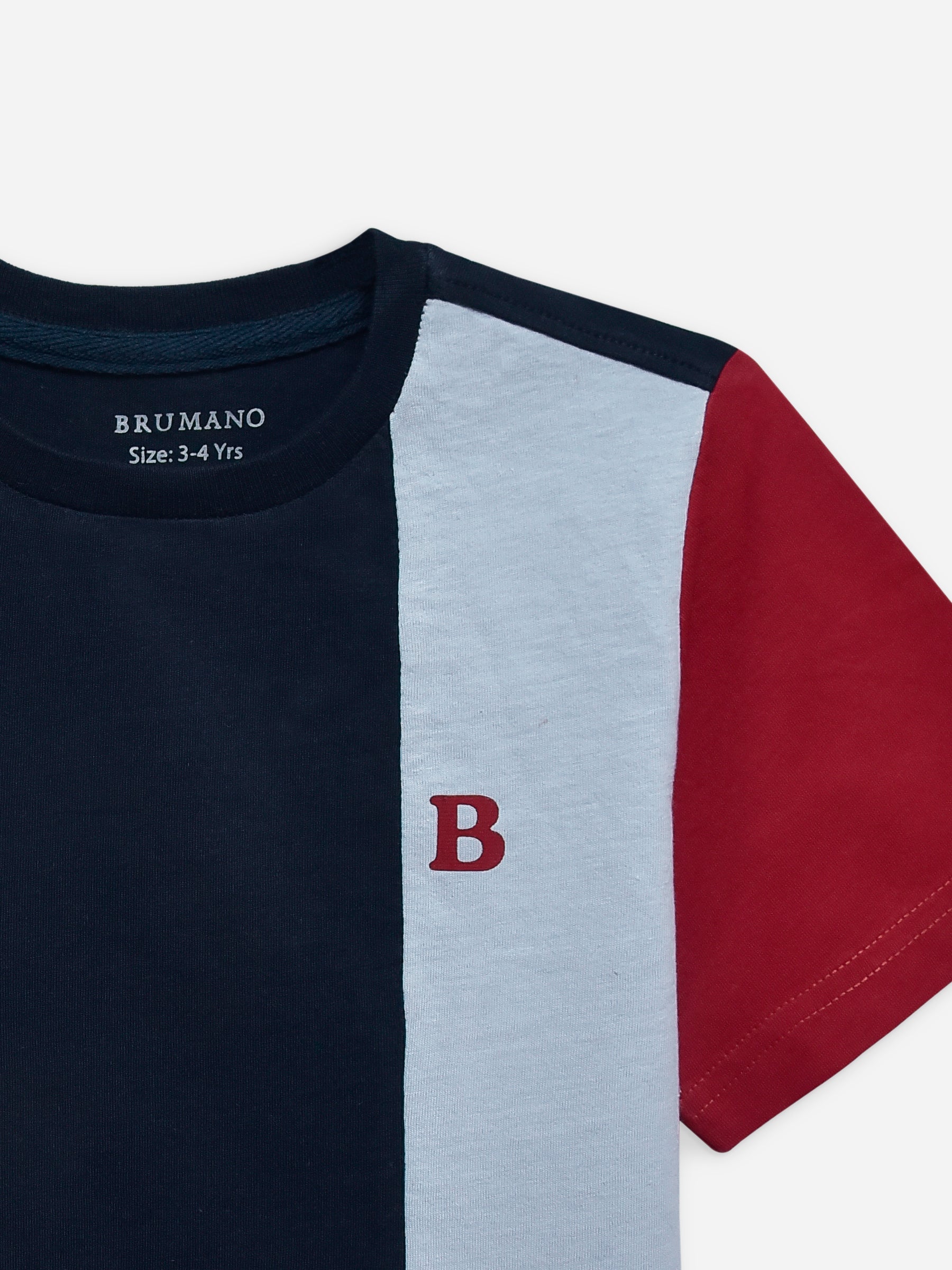 Navy Blue & Red Three Tone Casual T-Shirt