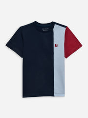 Navy Blue & Red Three Tone Casual T-Shirt