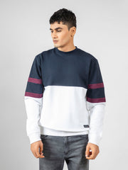 Navy Blue & White Crewneck Sweatshirt