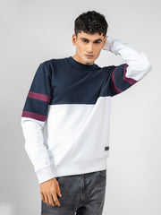 Navy Blue & White Crewneck Sweatshirt