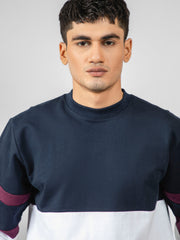 Navy Blue & White Crewneck Sweatshirt