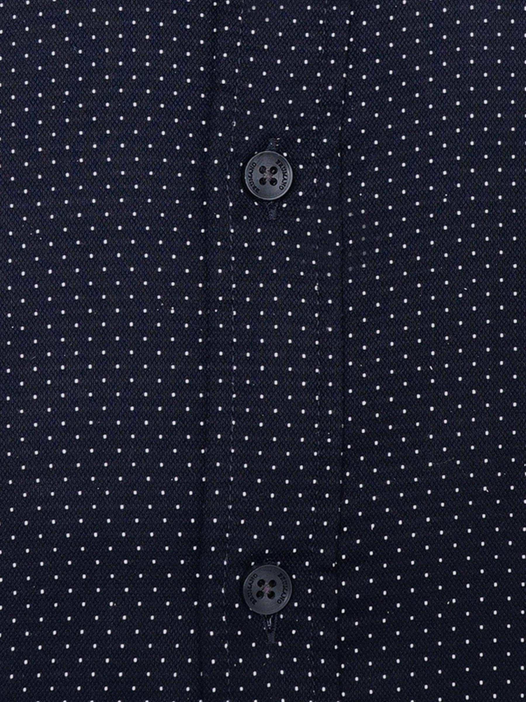 Navy Blue & White Dobby Structured Shirt