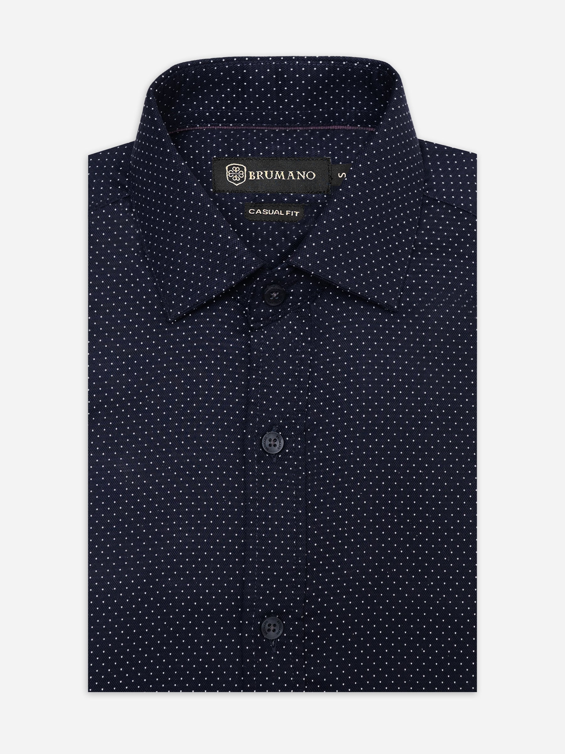 Navy Blue & White Dobby Structured Shirt