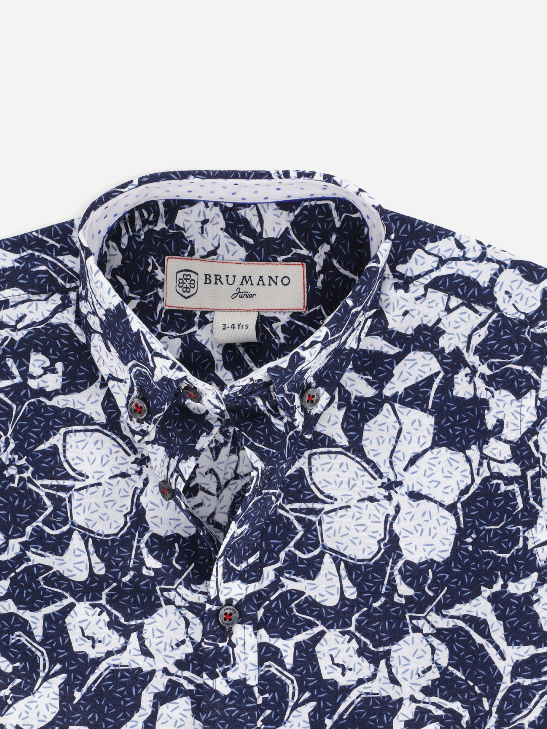 Navy Blue & White Printed Long Sleeve Casual Shirt