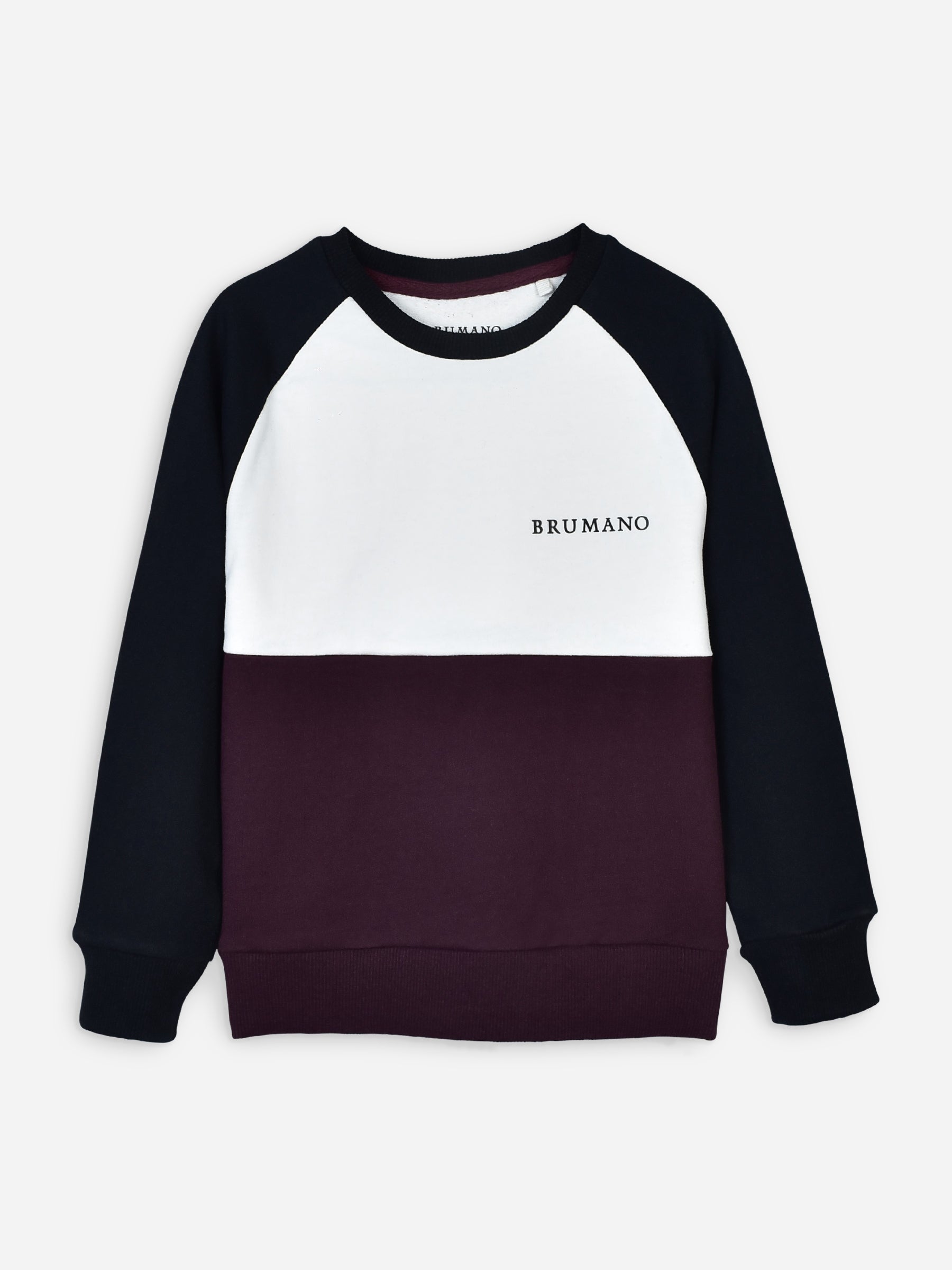 Navy Blue & White Raglan Sleeves Casual Sweatshirt