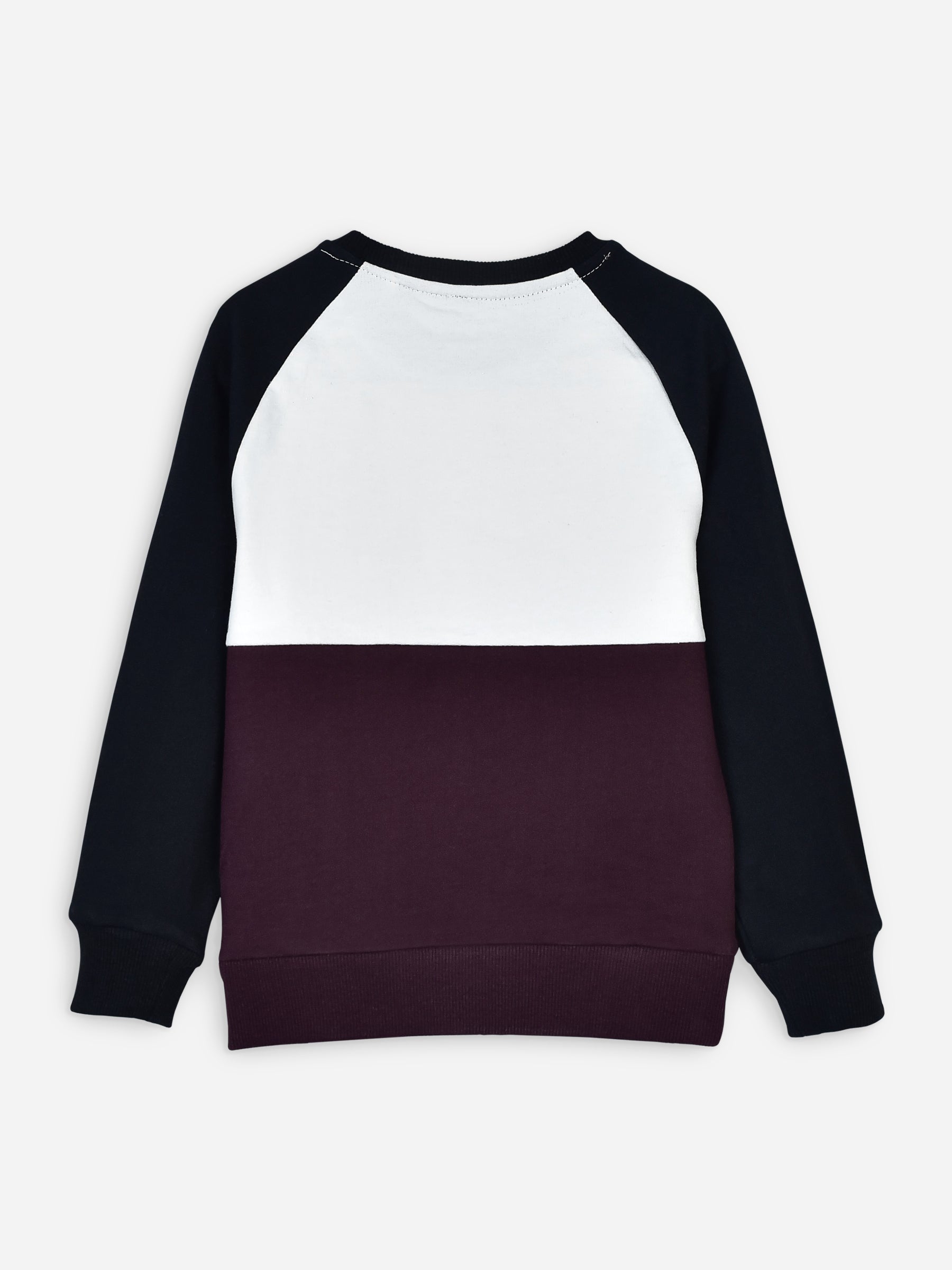Navy Blue & White Raglan Sleeves Casual Sweatshirt