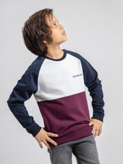 Navy Blue & White Raglan Sleeves Casual Sweatshirt