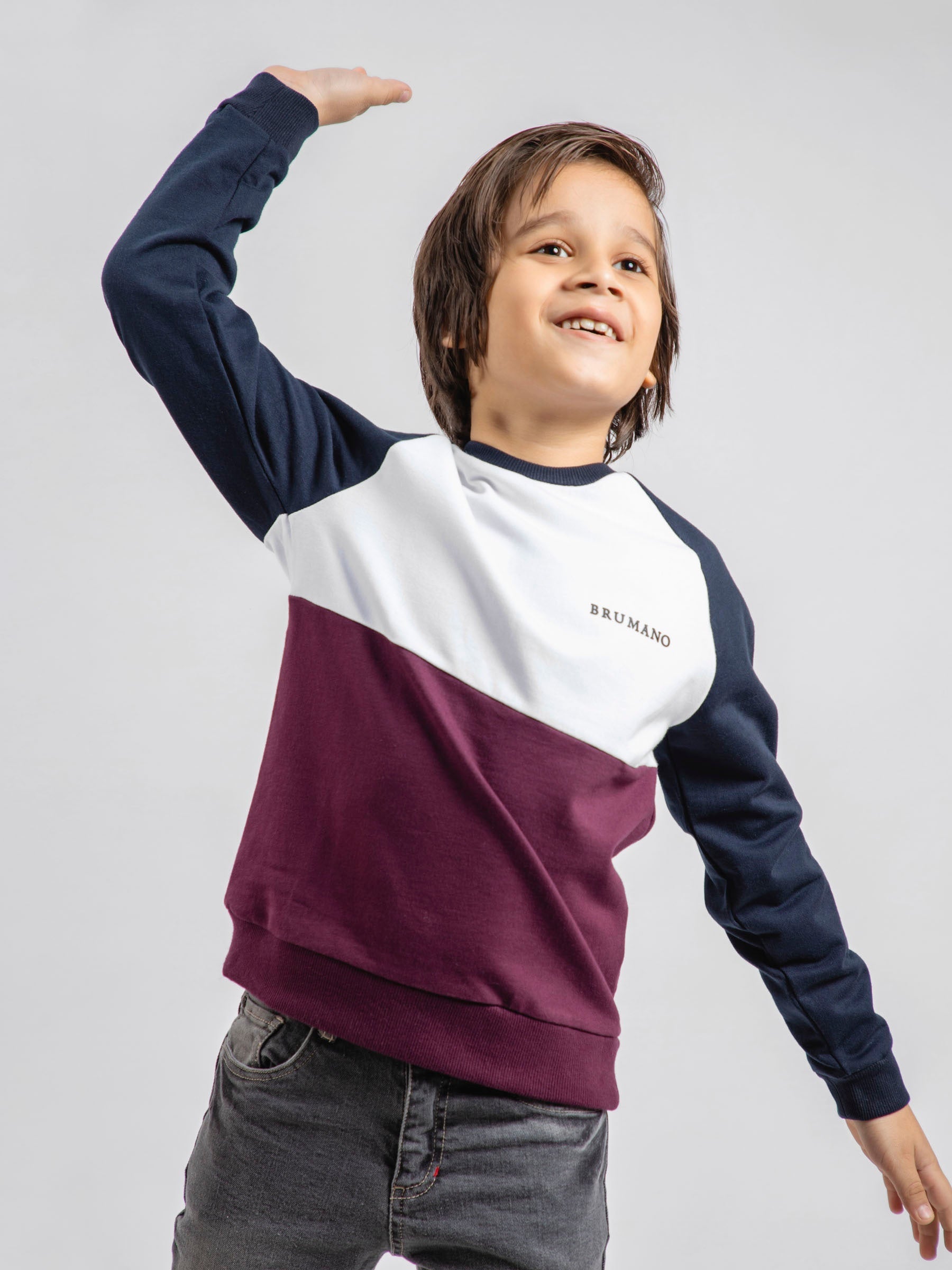 Navy Blue & White Raglan Sleeves Casual Sweatshirt