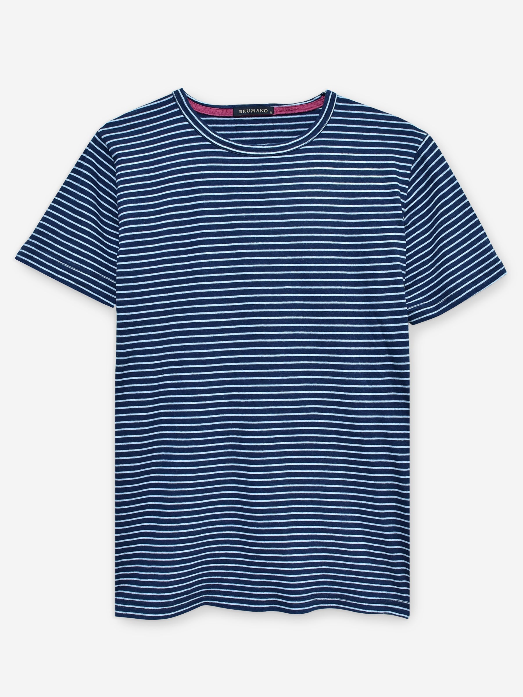 Navy Indigo Striped Crew Neck T-Shirt