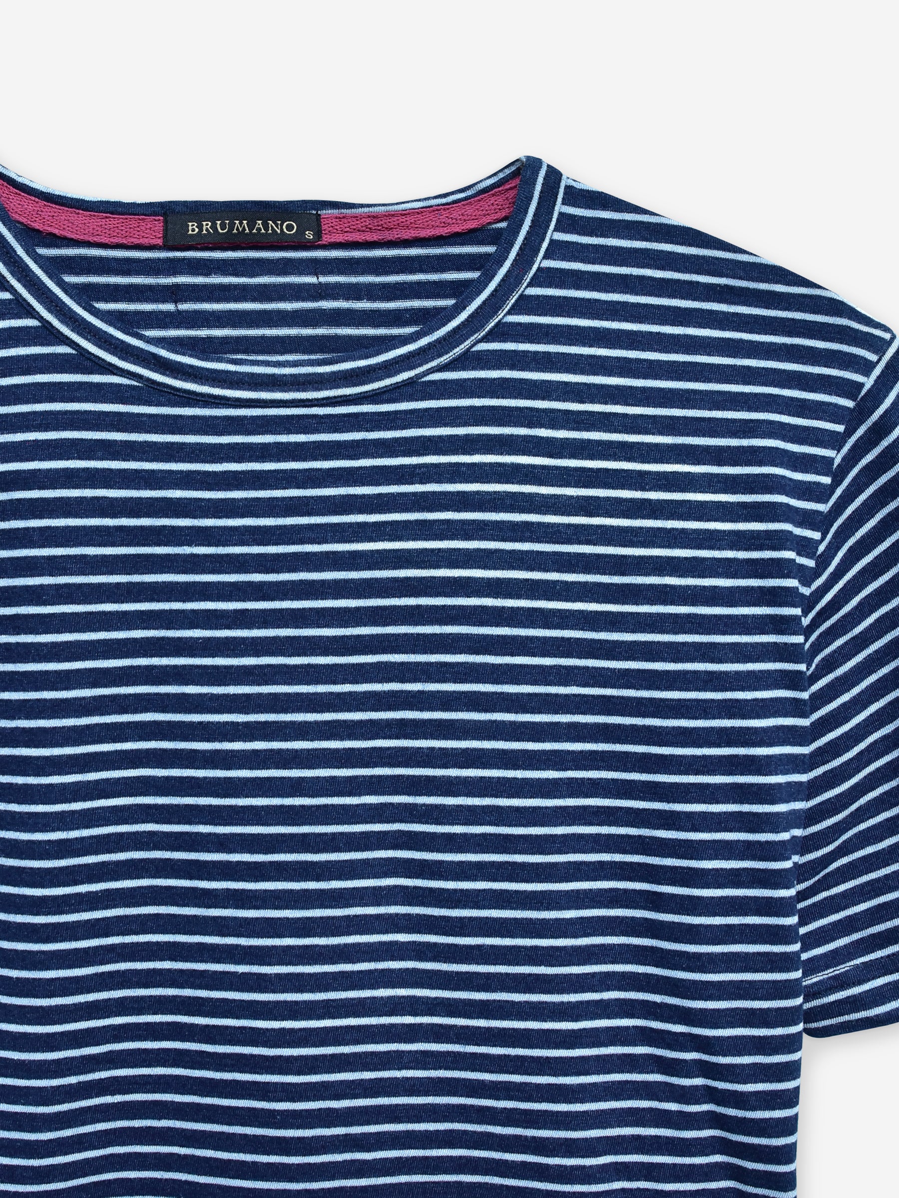 Navy Indigo Striped Crew Neck T-Shirt