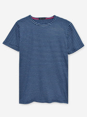 Navy Indigo Striped Crew Neck T-Shirt