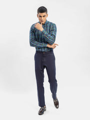 Navy & Green Tartan Plaid Checkered Shirt