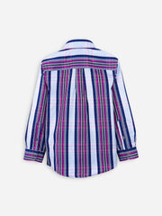 Navy & Magenta Checkered Casual Shirt