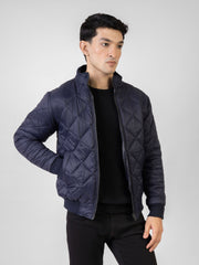 Navy blue Nylon Diamond Quilted Puffer