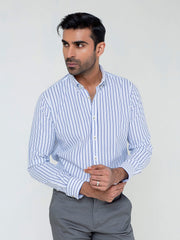 Navy blue & White Striped Button Down Shirt