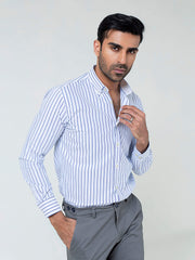 Navy blue & White Striped Button Down Shirt