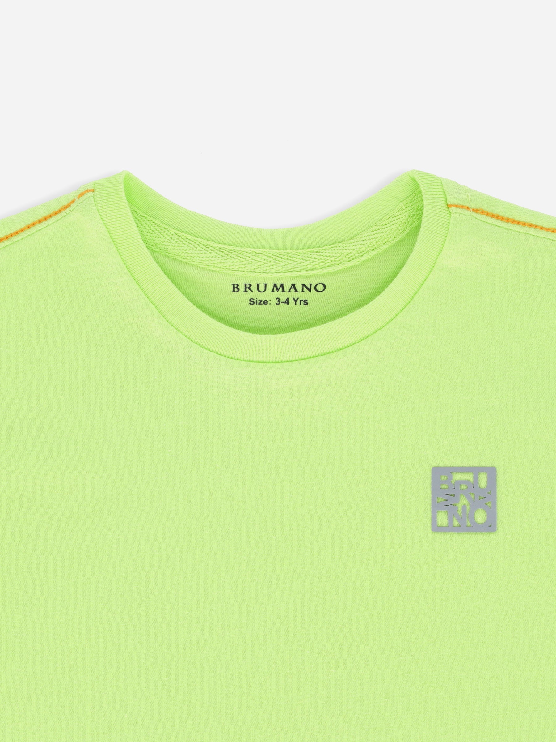 Neon Green Basic Crew Neck Casual T-Shirt