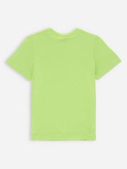 Neon Green Graphic 'Motorcycle' Printed Casual Tee