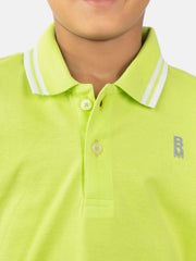 Neon Green Pique Casual Tipped polo