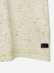 Off White Neppy T-Shirt With Contrasting Blue Pocket