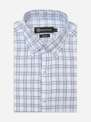 Off-White & Blue Linen Button Down Shirt