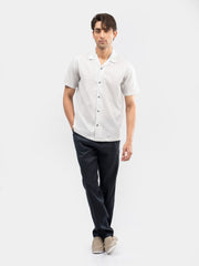 Off-White Crink Effect Cuban Collar Shirt