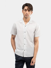Off-White Crink Effect Cuban Collar Shirt