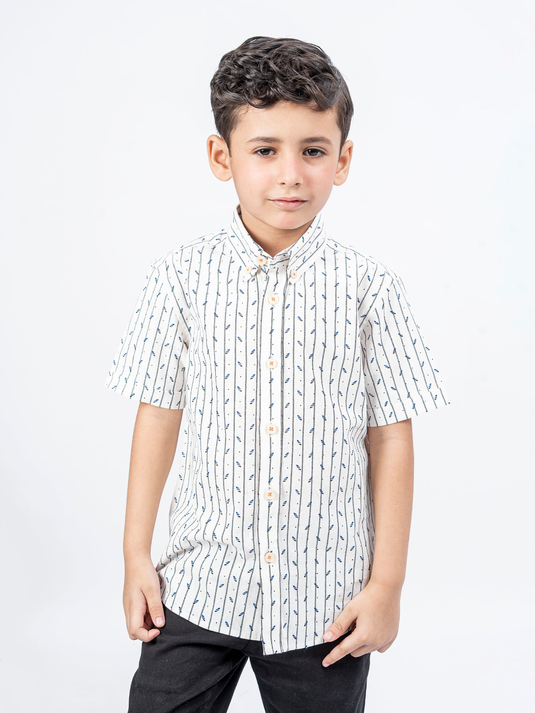 Offwhite & Black Striped Casual Shirt