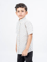 Offwhite & Black Striped Casual Shirt
