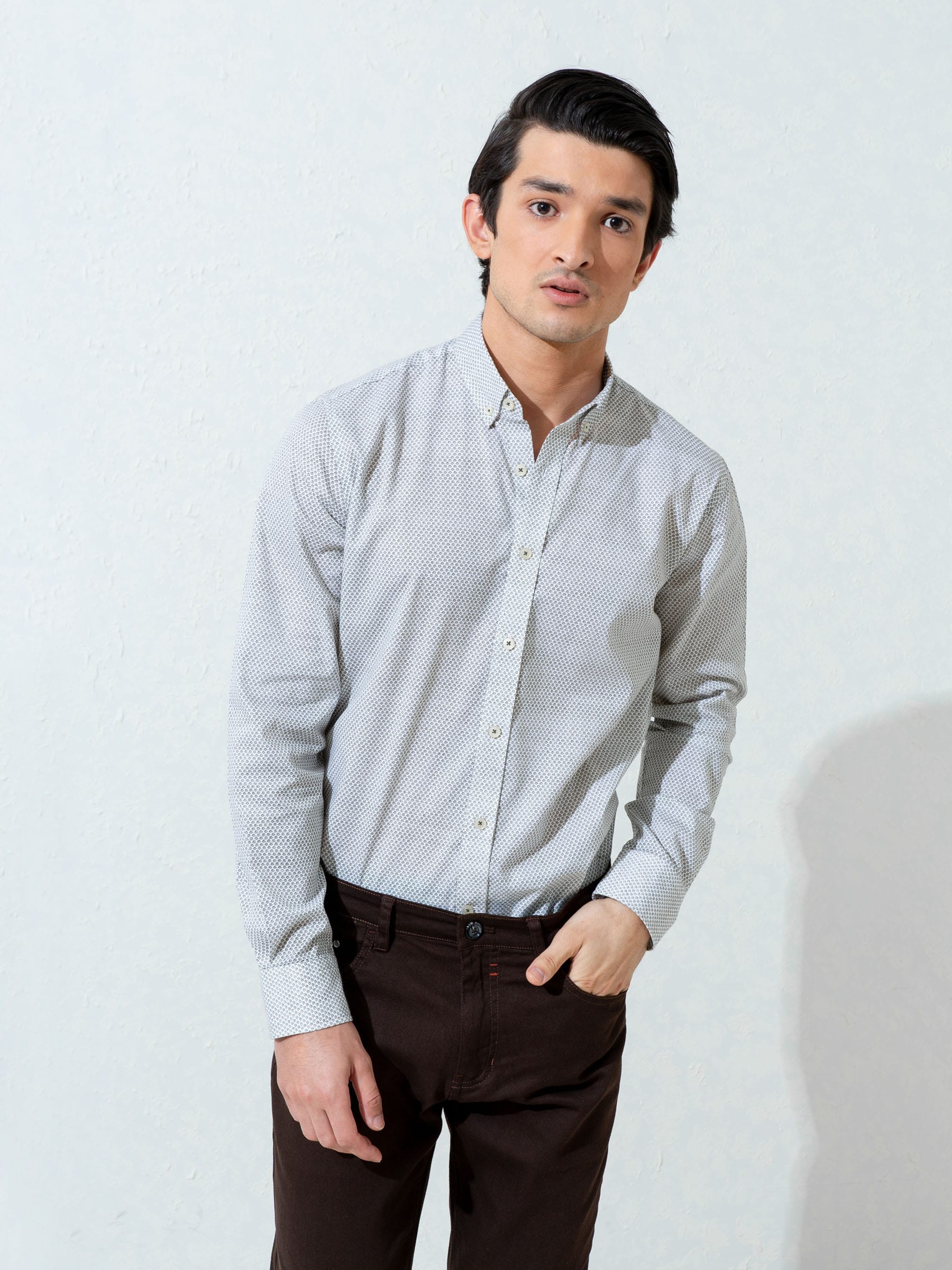 Olive Floral Printed Shirt