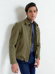 Olive Green Casual Collar Jacket
