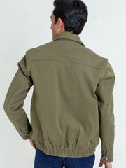 Olive Green Casual Collar Jacket