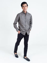 Olive Green Floral Print Shirt With Detailing