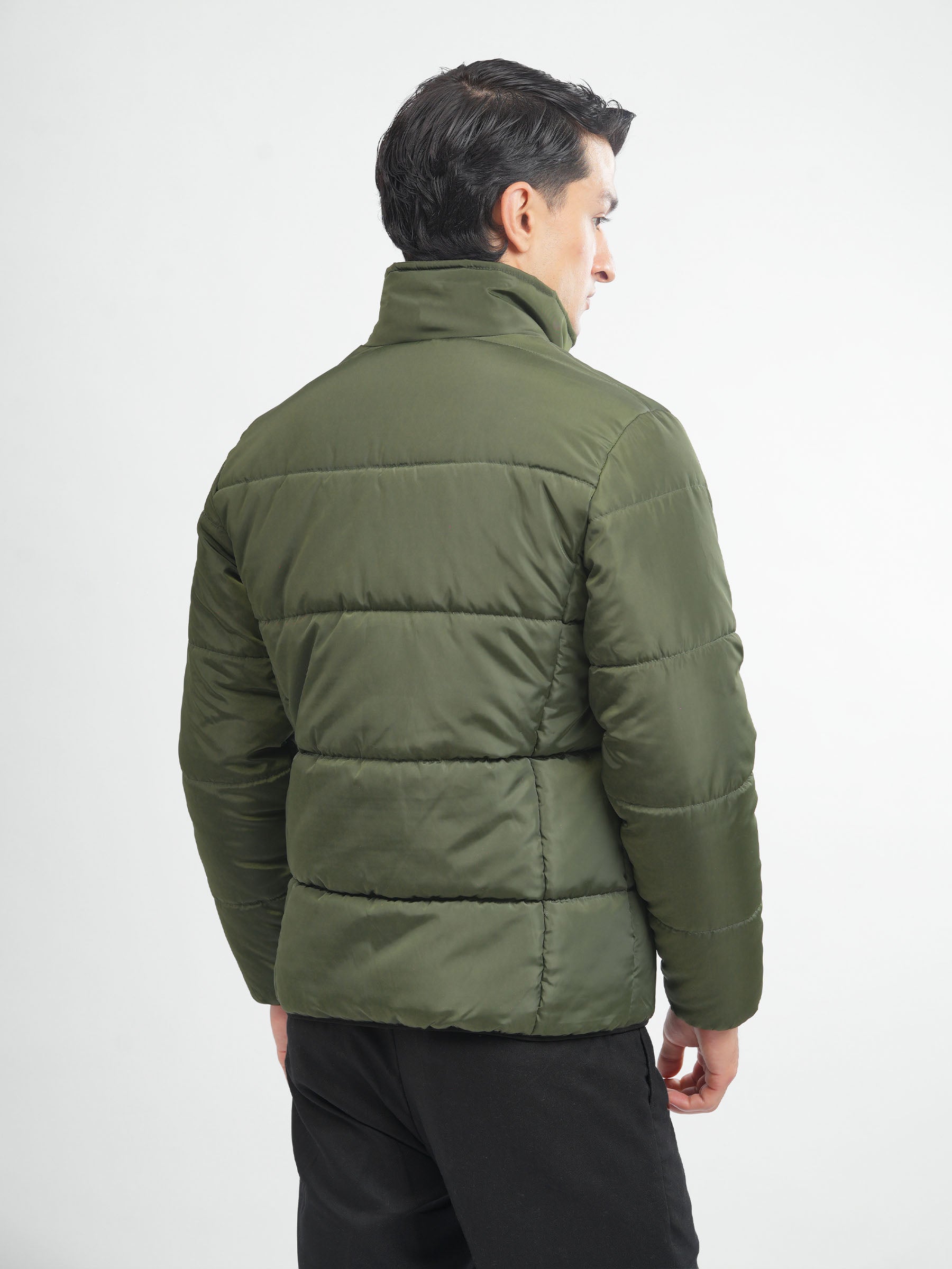 Olive Green Quilted Puffer Jacket