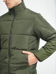 Olive Green Quilted Puffer Jacket