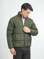 Olive Green Quilted Puffer Jacket