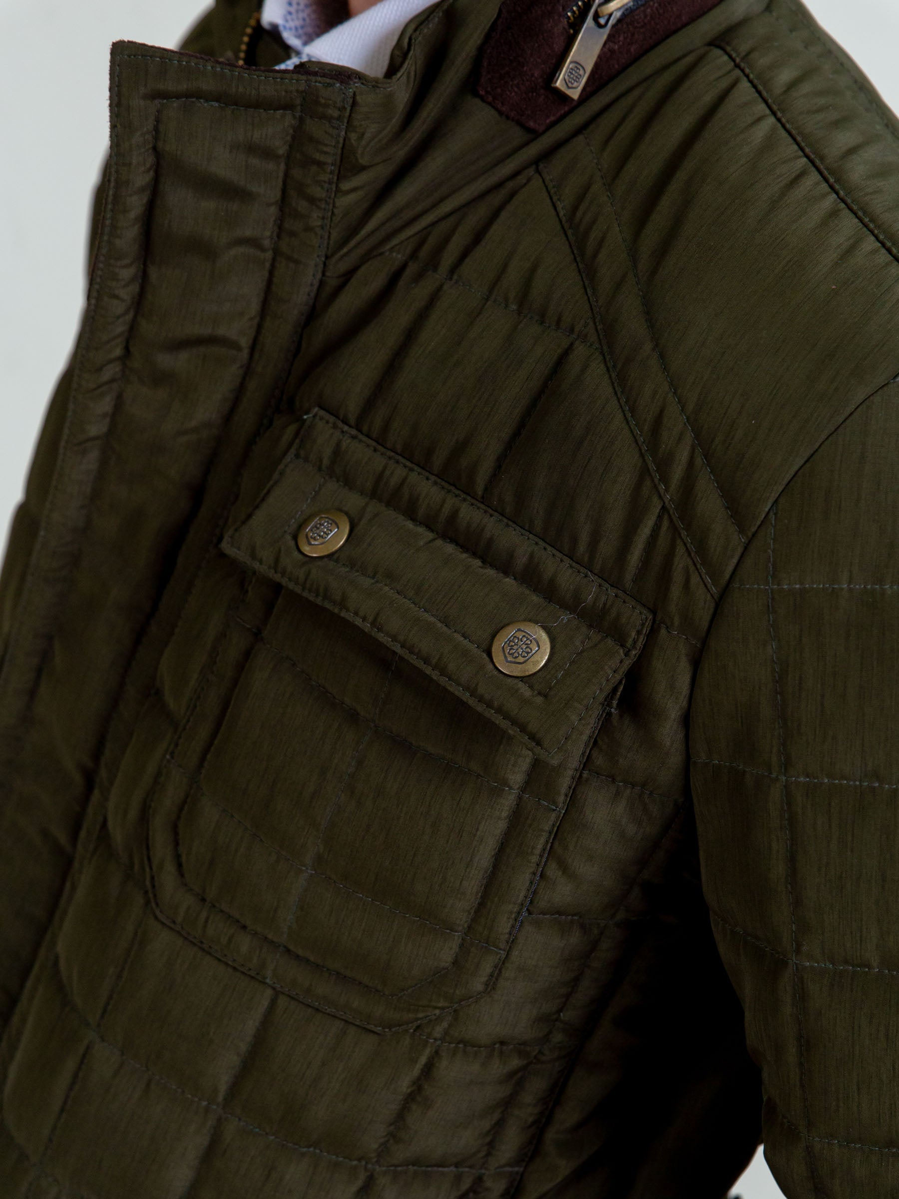 Olive Green Quilted Sporty Coat Jacket