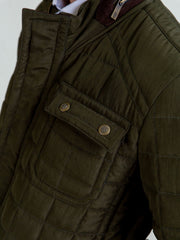 Olive Green Quilted Sporty Coat Jacket