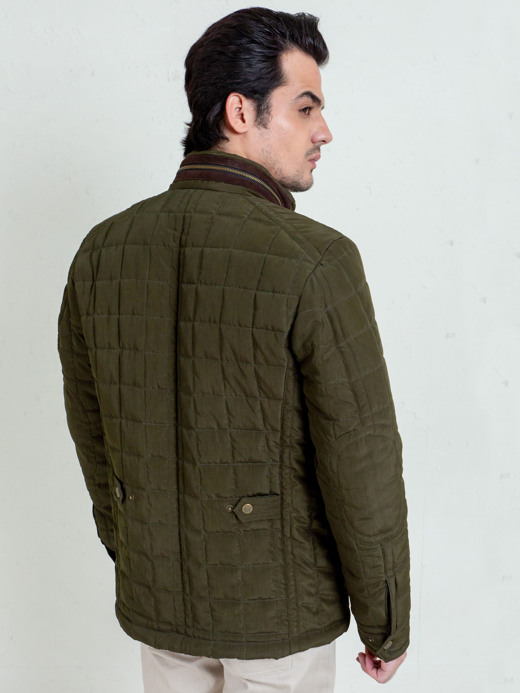 Olive Green Quilted Sporty Coat Jacket
