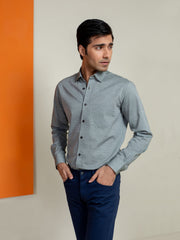 Olive Honeycomb Patterned Shirt With Detailing