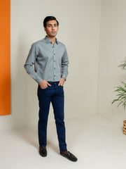 Olive Honeycomb Patterned Shirt With Detailing
