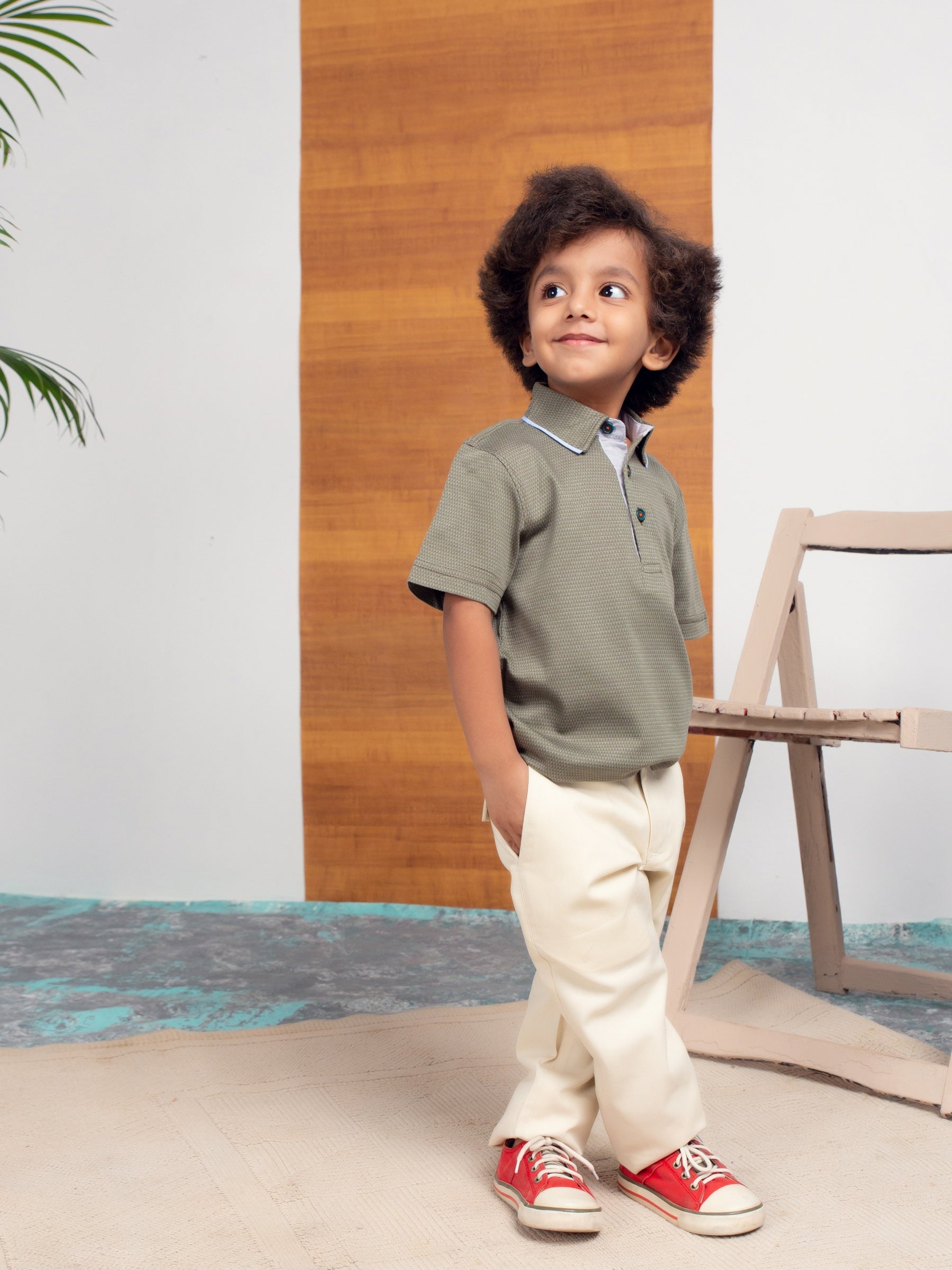 Olive Jacquard Casual Polo