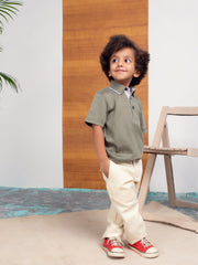 Olive Jacquard Casual Polo