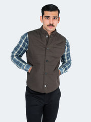 Olive Quilted Sleeveless Vest