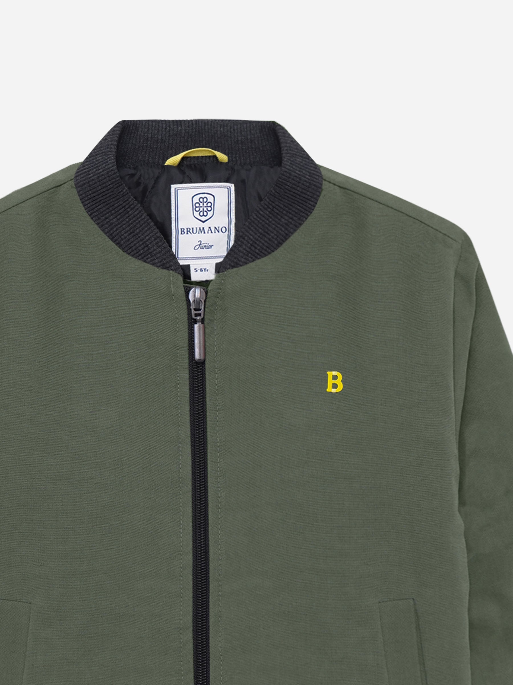 Olive Stone Washed Quilted Bomber Jacket - Junior