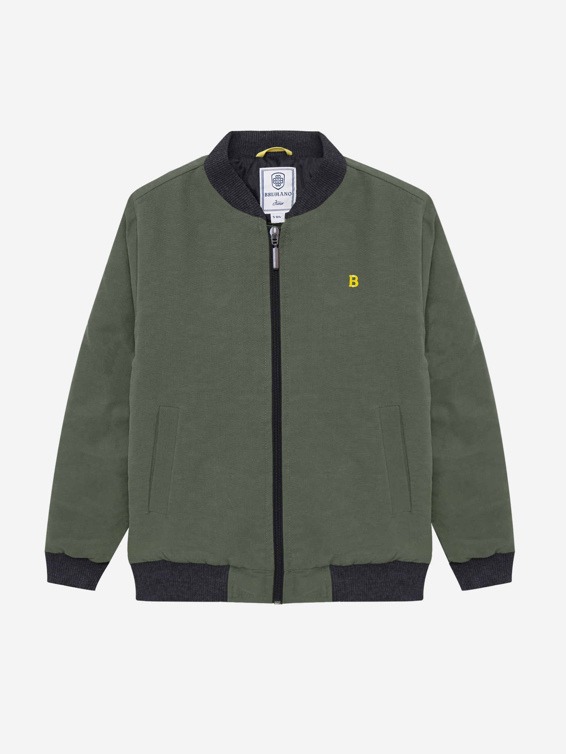 Olive Stone Washed Quilted Bomber Jacket - Junior