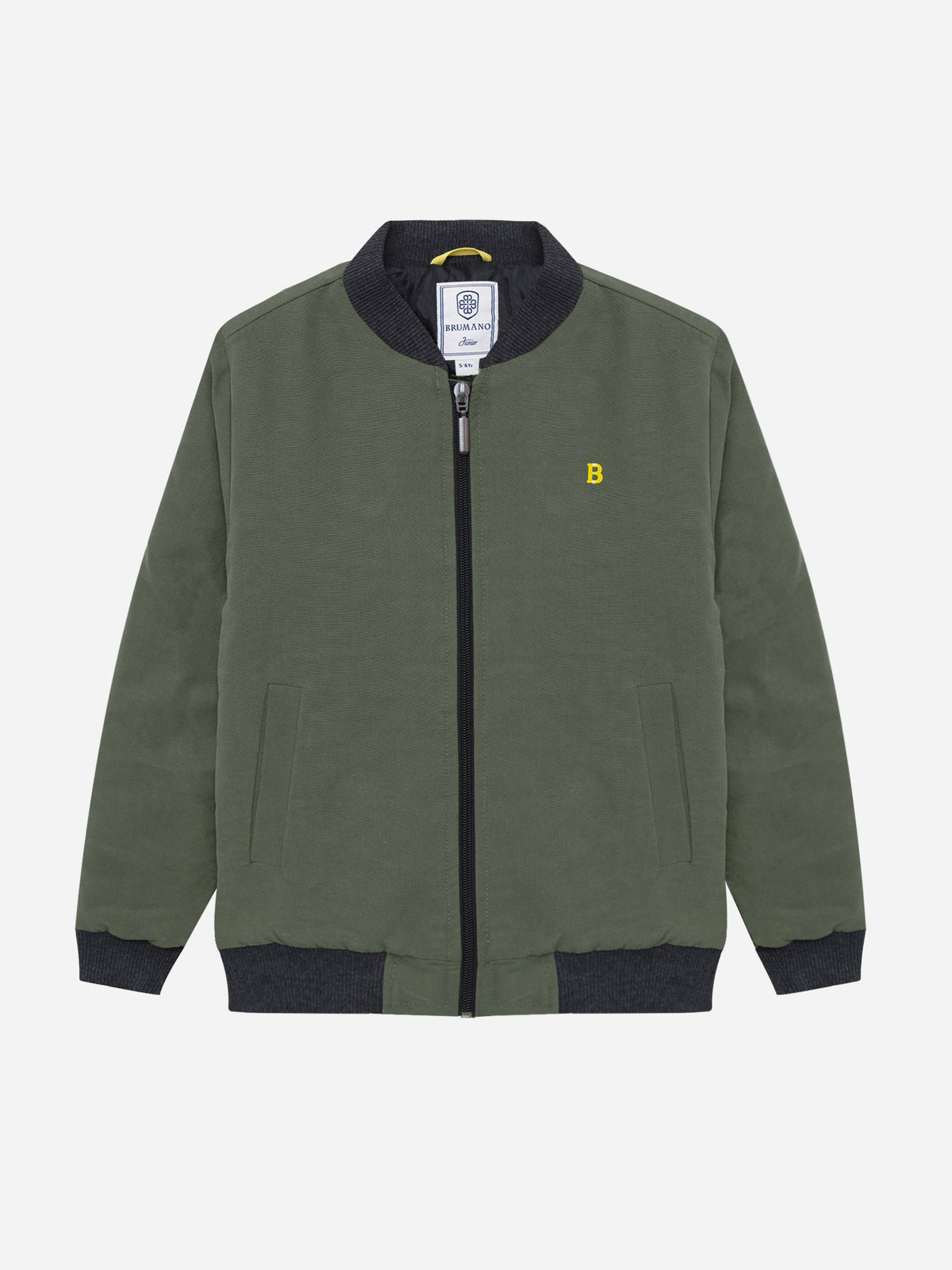 Olive Stone Washed Quilted Bomber Jacket - Junior