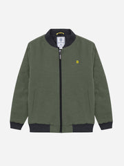 Olive Stone Washed Quilted Bomber Jacket - Junior